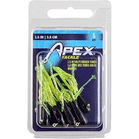 Apex Rigged Tube 15 BlackChartreuse Glitter 5Pk, 5PK APMT15R-25